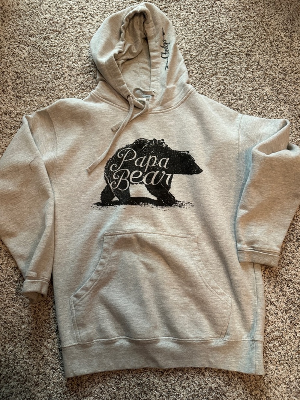 Papa Bear Graphic Hoodie - Heather Light Gray Pullover